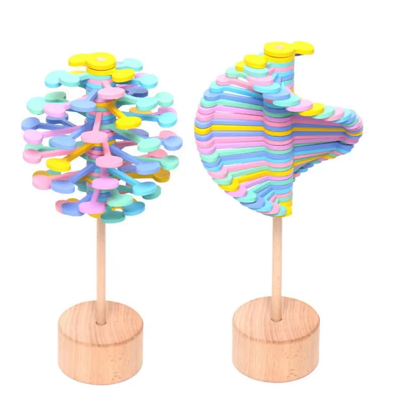 Wooden Spiral Lollipop Toys Rotating Spin Magic Wand Stress Relief Fidgets Toy for Adults Kids Antistress Gift Home Room Decor