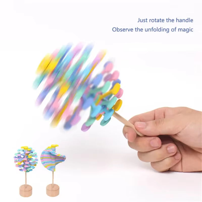 Wooden Spiral Lollipop Toys Rotating Spin Magic Wand Stress Relief Fidgets Toy for Adults Kids Antistress Gift Home Room Decor