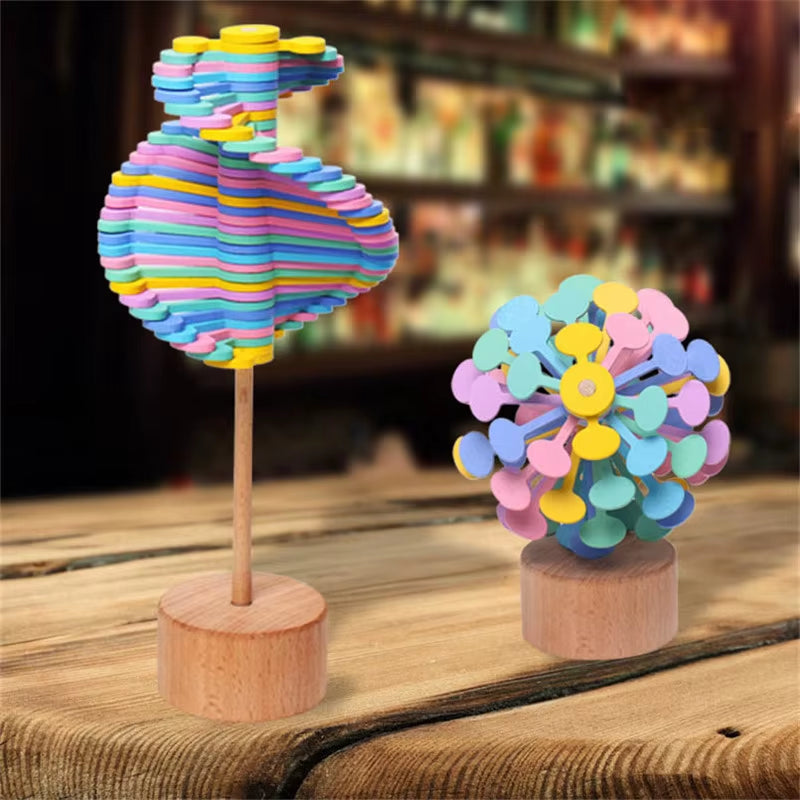 Wooden Spiral Lollipop Toys Rotating Spin Magic Wand Stress Relief Fidgets Toy for Adults Kids Antistress Gift Home Room Decor