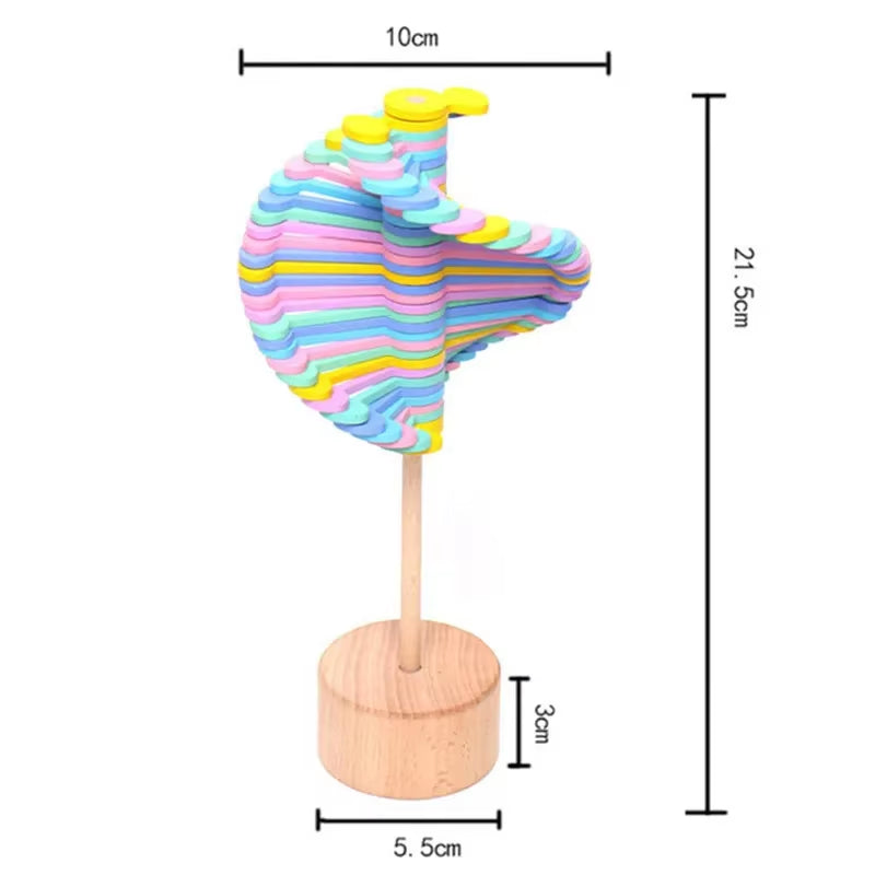 Wooden Spiral Lollipop Toys Rotating Spin Magic Wand Stress Relief Fidgets Toy for Adults Kids Antistress Gift Home Room Decor