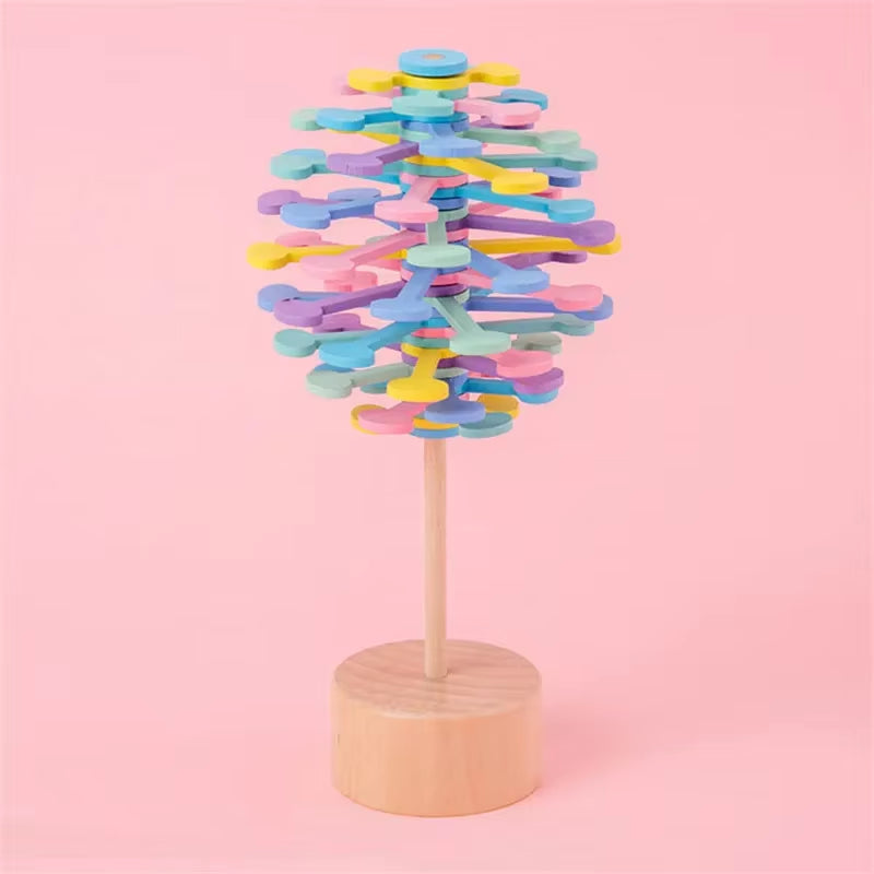 Wooden Spiral Lollipop Toys Rotating Spin Magic Wand Stress Relief Fidgets Toy for Adults Kids Antistress Gift Home Room Decor