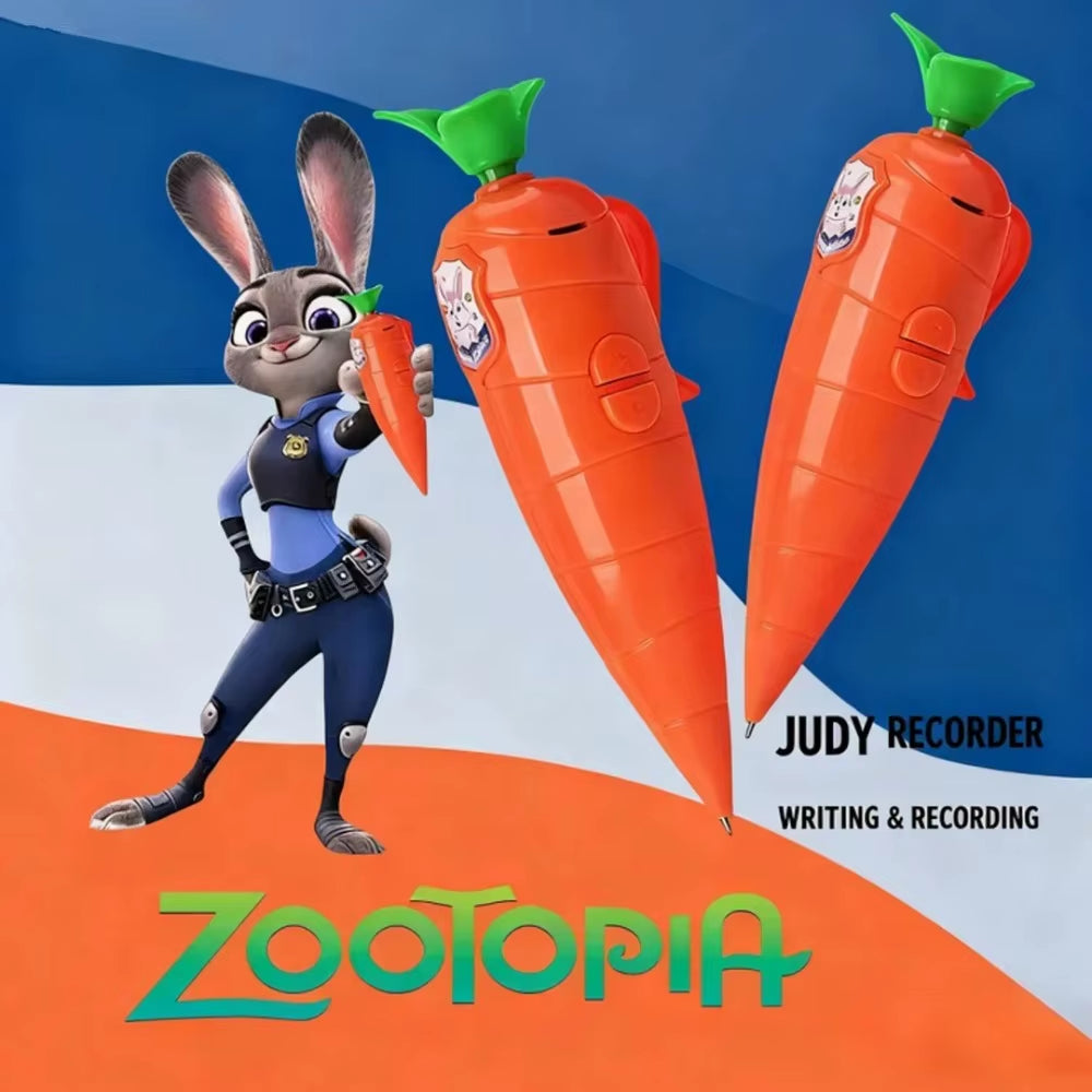 Zootopia Bunny Carrot Voice Pen - Sound Recorder + LED Ballpoint for Kids, Bpa-Free & in Stock Now (Fun Gift for  Fans)