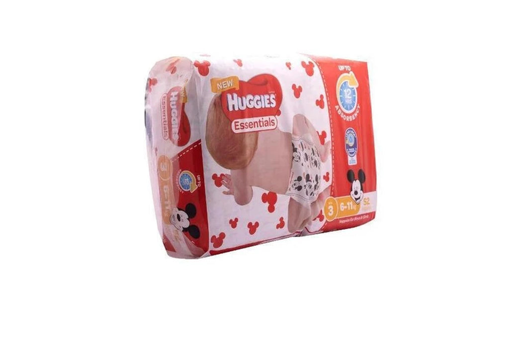 2X 52Pc  Essentials Mickey Crawler Absorbent Size 3 Disposable Nappies