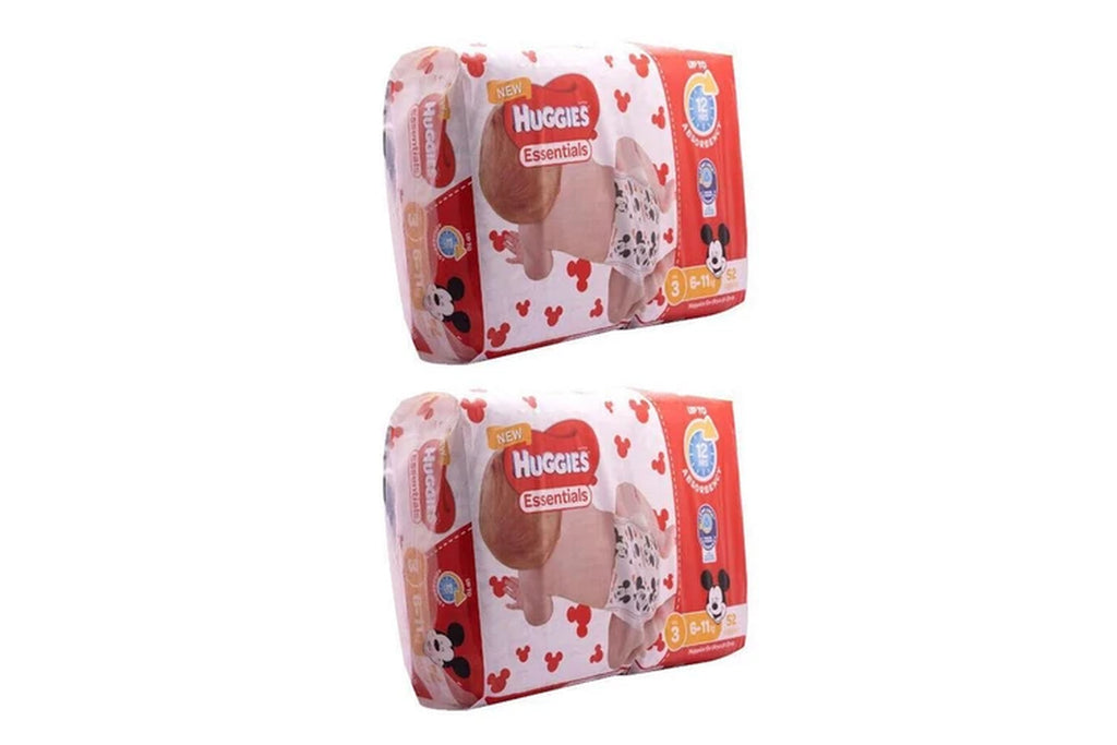 2X 52Pc  Essentials Mickey Crawler Absorbent Size 3 Disposable Nappies