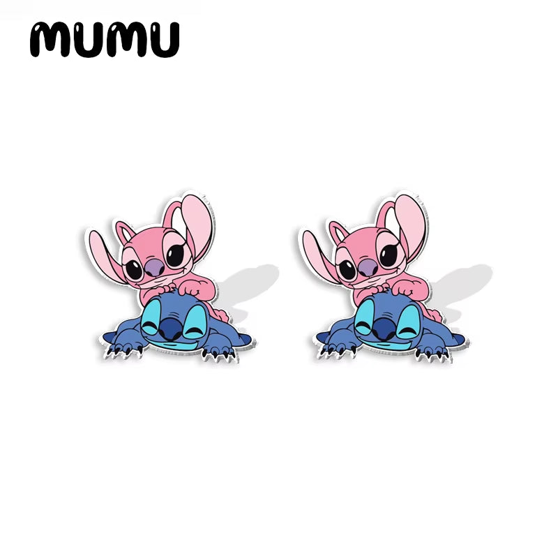 2024 New Stitch Angel Love Stud Earring Valentine Day Epoxy Jewelry Resin Acrylic Earrings Handmade Gifts Girl