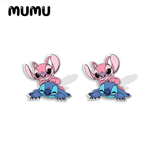 2024 New Stitch Angel Love Stud Earring Valentine Day Epoxy Jewelry Resin Acrylic Earrings Handmade Gifts Girl